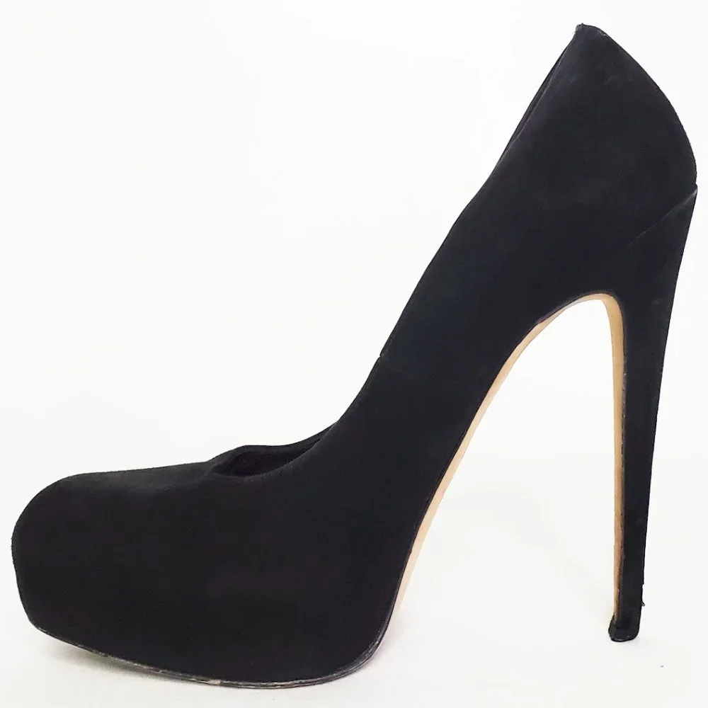 Brain Atwood Womens Black Suede High Heels Pumps Platforms 38/ US 7